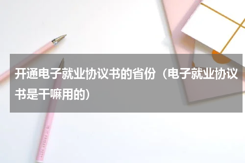 开通电子就业协议书的省份（电子就业协议书是干嘛用的）