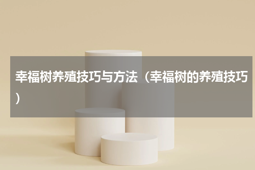 幸福树养殖技巧与方法（幸福树的养殖技巧）