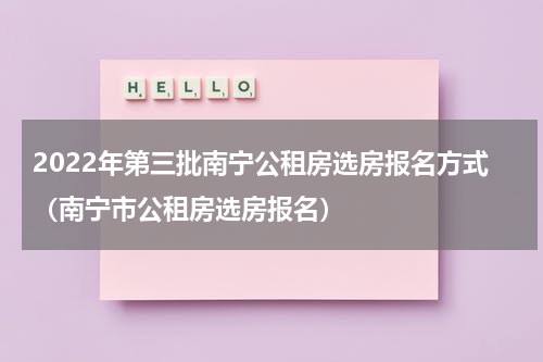 2022年第三批南宁公租房选房报名方式（南宁市公租房选房报名）